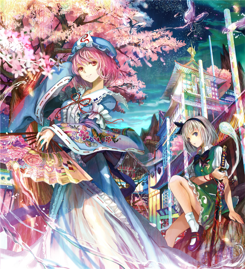图片[1] - 东方project西行寺幽幽子壁纸图包原画插画素材P站同人图合集 - 语可次元 - 二次元美图写真海量免费4K壁纸资源分享